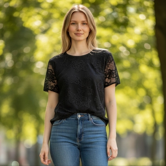 T Tahari Tops - T Tahari Black Lace Blouse